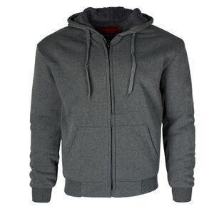 Maximos Men's 5008 Sherpa Lined Long Sleeve Full Zip Hoodie Charcoal